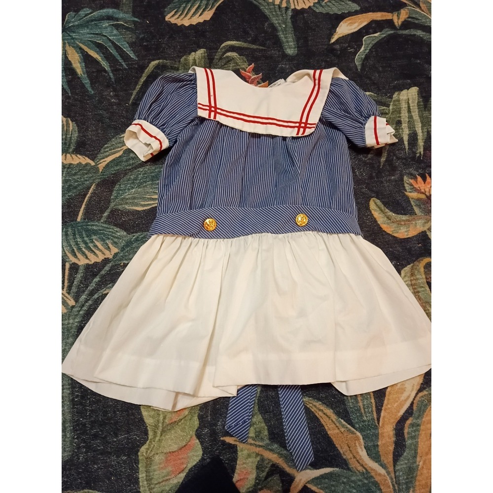 Vintage Bryan Sailor Nautical Dress Girls Size 4 USA Made Rare Red White Blue